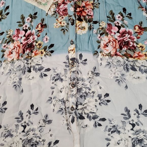 Aratta Silent Journey Floral Flower Blouse Button Down Shirt Velvet Collar Small - Picture 5 of 16